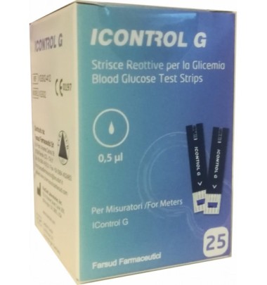 Icontrol G Strisce Glicemiche 25 Strisce -OFFERTISSIMA-ULTIMI PEZZI-ULTIMI ARRIVI-PRODOTTO ITALIANO-