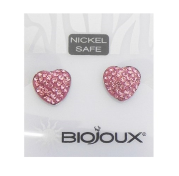 Sanico Biojoux Orecchini Cuore Rosa Crystal Heart 10 mm
