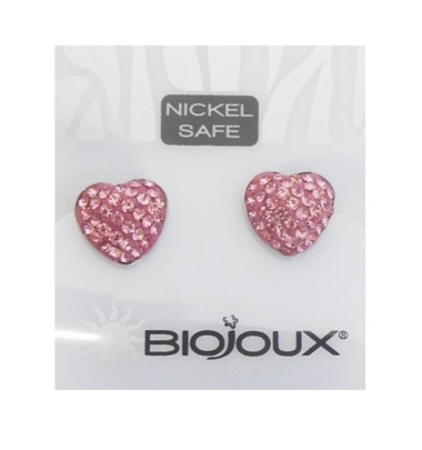 Sanico Biojoux Orecchini Cuore Rosa Crystal Heart 10 mm