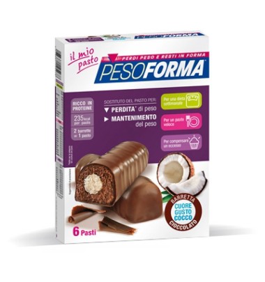 Pesoforma Pasto Sostitutivo Barrette al Cioccolato Cuore Cocco 12 Barrette -OFFERTISSIMA-PRODOTTO ITALIANO-ULTIMI PEZZI-