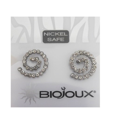 Spiral White Crystal Biojoux Orecchini 12 mm