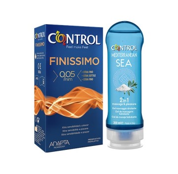 Control Kit Preservativi Finissimo + Gel Massaggio Mediterranean Sea 200 ml