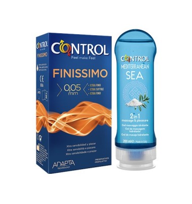 Control Kit Preservativi Finissimo + Gel Massaggio Mediterranean Sea 200 ml