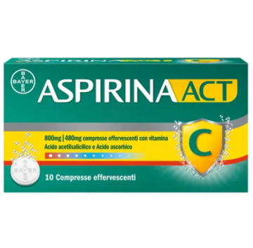 Aspirinaact*10cpr Eff800+480mg -OFFERTISSIMA-ULTIMI PEZZI-ULTIMI ARRIVI-PRODOTTO ITALIANO-