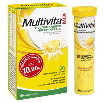 MULTIVITAMIX Senza Zucchero Gusto Limone 30 Compresse Effervescenti -OFFERTISSIMA-ULTIMI PEZZI-ULTIMI ARRIVI-PRODOTTO ITALIANO-