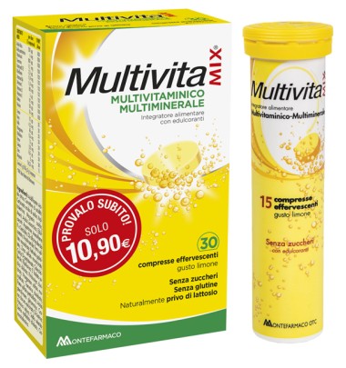 MULTIVITAMIX Senza Zucchero Gusto Limone 30 Compresse Effervescenti -OFFERTISSIMA-ULTIMI PEZZI-ULTIMI ARRIVI-PRODOTTO ITALIANO-