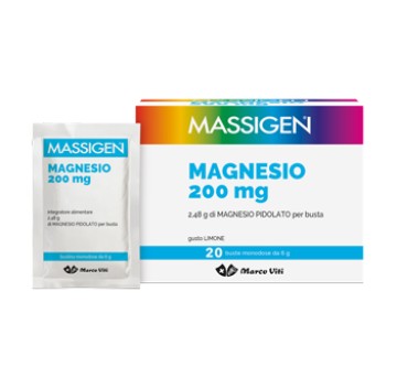 Massigen Magnesio Pidolato 20 buste monodose da 6 gr-OFFERTISSIMA-ULTIMI PEZZI-ULTIMI ARRIVI-PRODOTTO ITALIANO-