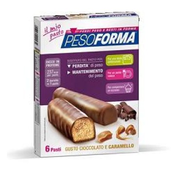 Pesoforma Pasto Sostitutivo Barrette al Cioccolato e Caramello 12 Barrette   - OFFERTISSIMA-ULTIMI -ARRIVI-PRODOTTO ITALIANO-