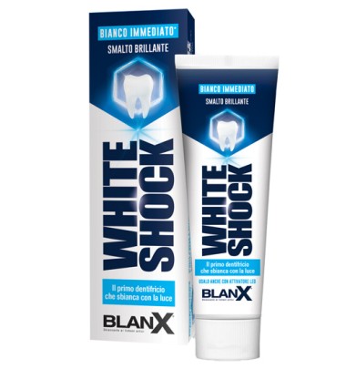 Blanx Dentifricio Sbiancante White Shock Tubo da 75 ml ULTIMO ARRIVO CONFEZIONE ITALIANA SCADENZA LUNGA