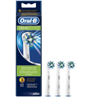 Oralb CrossAction Refill Igiene Dentale Quotidiana 3 Spazzolini di Ricambio