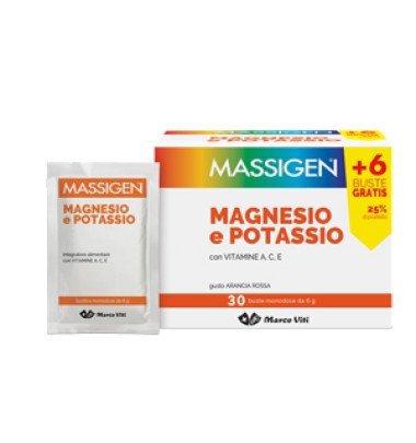 Marco Viti Massigen Magnesio e Potassio 24 + 6 bustine-PRODOTTO ITALIANO-ULTIMO ARRIVO-LUNGA SCADENZA-