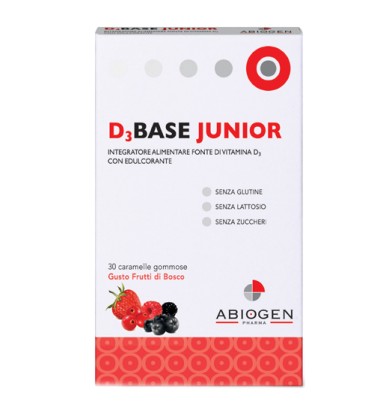 D3base junior integratore di vitamine 30 caramelle gusto frutti di bosco-OFFERTISSIMA-ULTIMI PEZZI-ULTIMI ARRIVI-PRODOTTO ITALIANO-