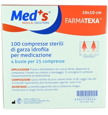 MEDS GARZA 12/8 10X10CM 100PZ