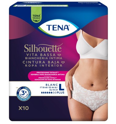 TENA SILHOUETTE P WHITE L 10PZ